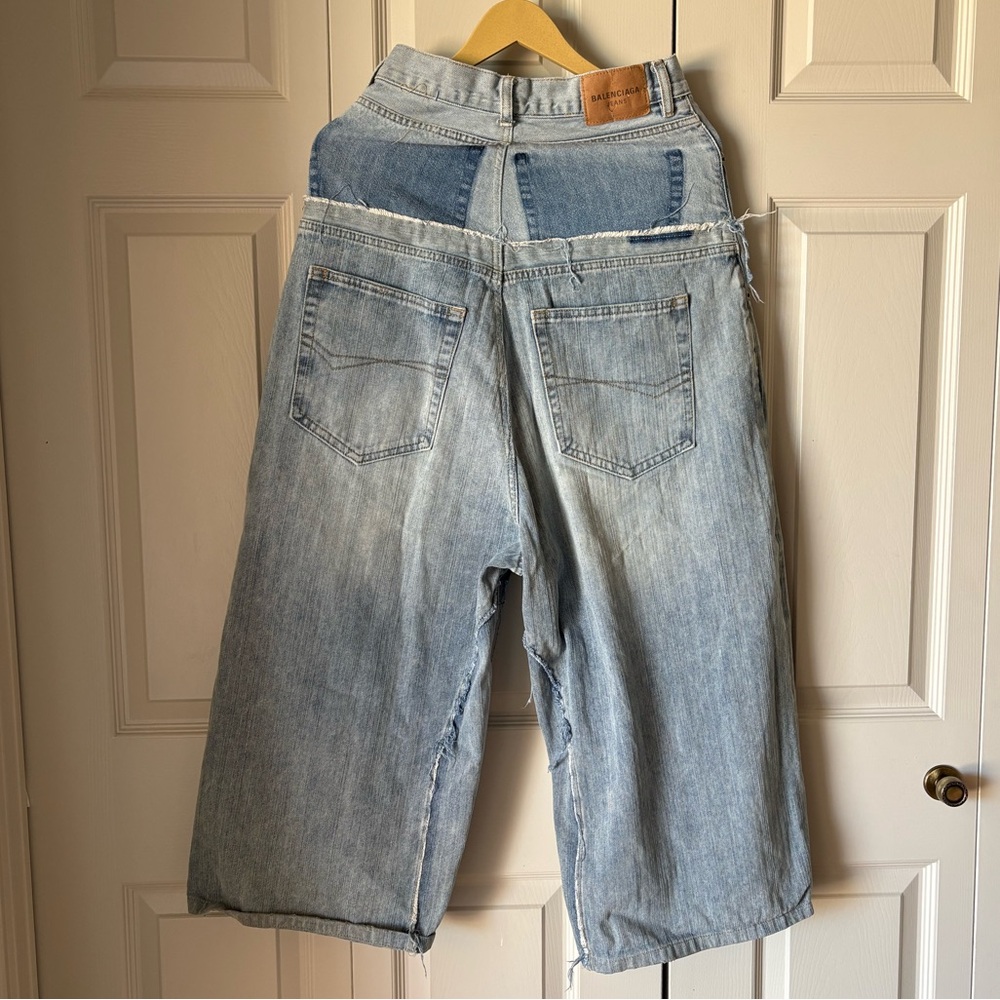 Balenciaga | Cut up double baggy jean. Made in Italy. Distressed. Size Small - Picture 9 of 17